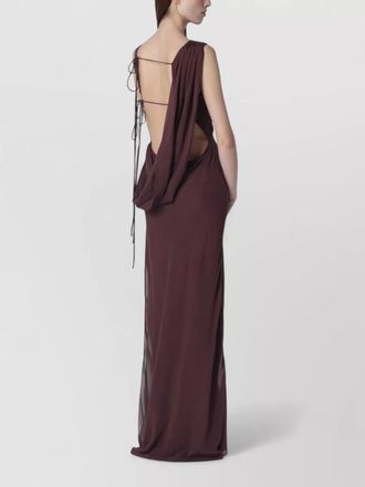Andamane silk blend draped floor length open back dress