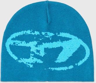 Diesel Wool-blend beanie with Oval D logo - Knit caps - Unisex - Blue