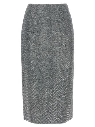 Ermanno Scervino Gray Silk Midi Womens Skirt