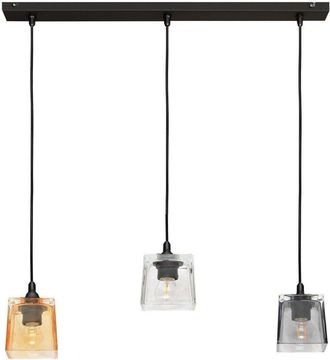 Netlighting Santos Straight Bar Pendant Ceiling Light Black Transparent Amber Smokey 60cm