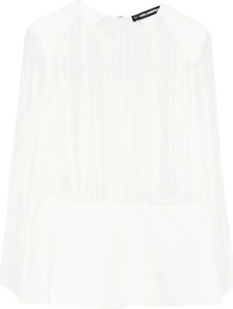 Karl Lagerfeld Top a maniche lunghe con pieghe - Bianco