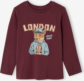 Vertbaudet Langarmshirt f&uuml;r Jungen mit Streetstyle-Print bordeaux