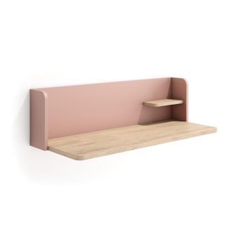 HERDASA Escritorio de pared de melamina roble claro y rosa 25x90x35 cm