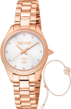 Just Cavalli Womens JC1L267M0075 Ladies Glam Chic Pacentro Watch and Bracelet Gift Set - Rose Gold - One Size