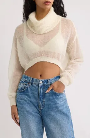 Solid & Striped The Modella Crop Turtleneck Sweater in Brule at Nordstrom, Size X-Small