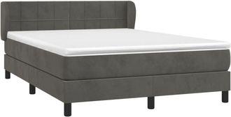 vidaXL Cama Box Spring Con Colch&oacute;n Terciopelo Gris Oscuro 140x190 Cm Vidaxl