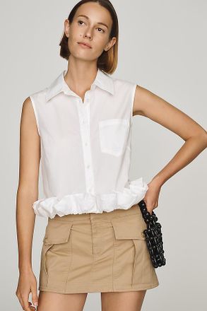Maeve Cotton Ruffle Buttondown Shirt