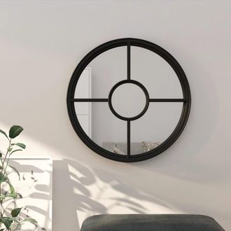 vidaXL Vidaxl - Espejo De Hierro Redondo Negro Para Uso Interior 60x4 Cm