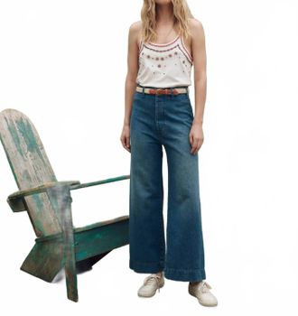 The Great. Beaded Slim Tank Top In Washed White