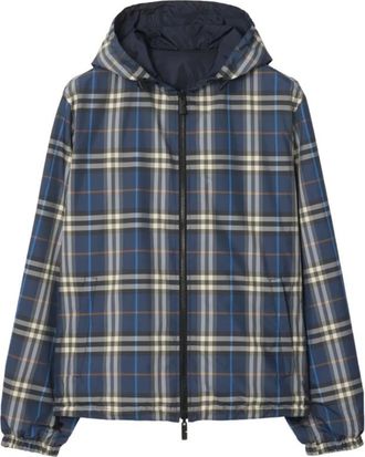 Burberry Reversible Check Newport Hooded Jacket, Size Medium