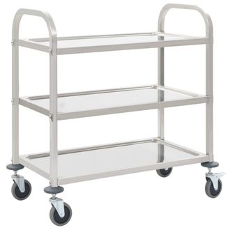 vidaXL Carrito De Cocina De 3 Alturas 95x45x83,5 Cm Acero Inoxidable Vidaxl