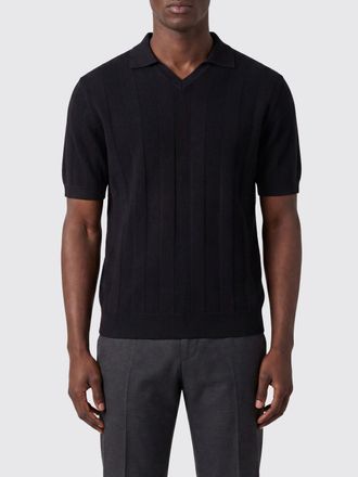 KANGRA Polo in maglia di viscosa con scollo a V e bordi a costine