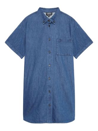 A.P.C. short-sleeve denim shirt dress - Blue
