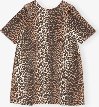 Ganni Mixed Leopard Mini Dress - Size 34 Organic Cotton