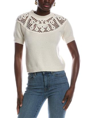 Frame Denim Frame Denim Frame The Lace Gathered Cashmere & Wool Sweater