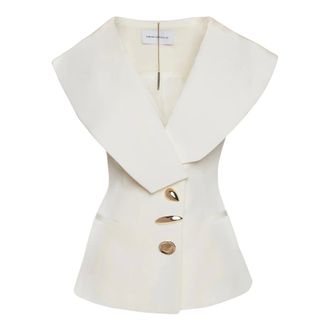 Simona Corsellini Vests, female, White, Size: S Shawl Collar Gilet