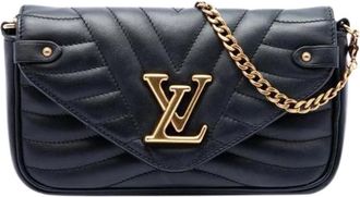 Louis Vuitton Pre-owned New Wave Chain Pochette - Dames - Vintage Schoudertas - Zwart - ONE Size - Leer - Vintage
