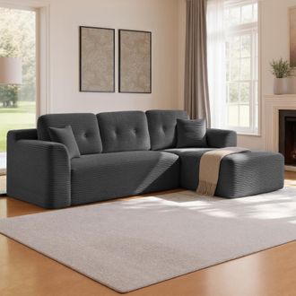 Vasagle Vasagle Divano Angolare, Divano Modulabile 244 Cm, Consegnato Compresso In Collo, Senza Montaggio, Con Ampia Chaise Longue A Destra, Per Soggiorno, Ca
