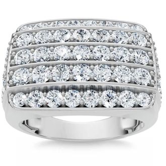 Pompeii3 3Ct Wide Diamond Mens Ring 14k White or Yellow Gold Lab Grown