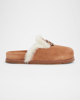 SIMKHAI Mila Suede Faux Shearling Slippers