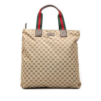 Gucci Pre-owned Womens Gg Canvas Web Tote - Tan Textile - One Size