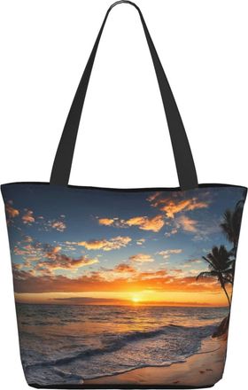AOOEDM Palm Trees On Sandy Beach Ladies Shopping Bag 13x11x7in.The Perfect ValentineS Day Gift.It Is The Best ValentineS Day Gift For Mom, Daughter, Wife,Etc