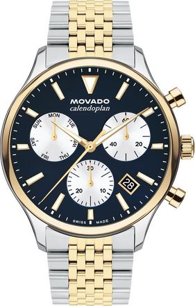 Movado Calendoplan Bracelet Chronograph Watch, 43mm in Blue at Nordstrom