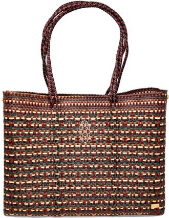 Lola's Bag Womens Handmade Tote With Clutch In Burgundy Green