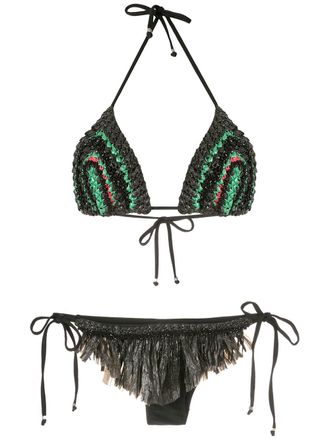 Amir Slama Set bikini con ricamo - Nero