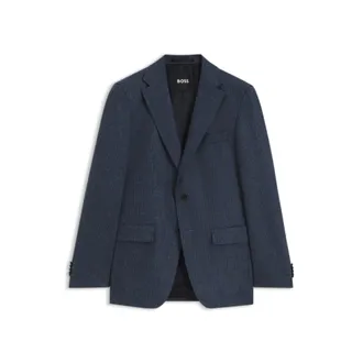 BOSS Patterned slim-fit blazer in a wool-cashmere blend