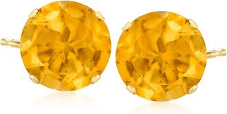 Ross-Simons Citrine Stud Earrings in 14kt Yellow Gold