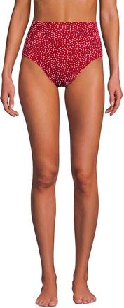 Lands End Chlorine Resistant Pinchless High Waisted Bikini Bottoms in Red Mini Dot at Nordstrom, Size 16
