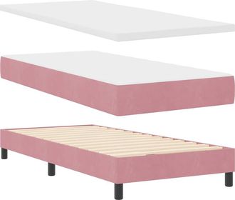 vidaXL Cama Con Somier Y Colch&oacute;n Gris Oscuro 80x200 Cm Terciopelo Rosa Vidaxl