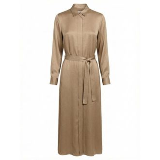 PESERICO Peserico, Shirt Dresses, female, Brown, Size: XS Satin Chemisier Dress