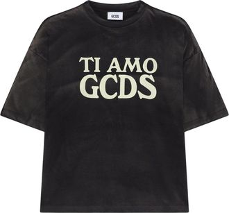 GCDS Ti Amo Oversize T-shirt - Heren - T-shirts - Zwart - XS - Katoen - Tops