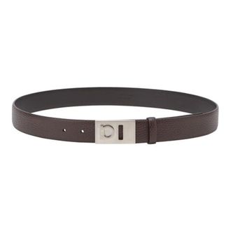 Ferragamo Mens Gancini Plaque Pebbled Leather Belt, Size 95