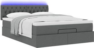 vidaXL Vidaxl - Cama Otomana Con Colch&oacute;n Led Gris Oscuro 140x190 Cm Tela