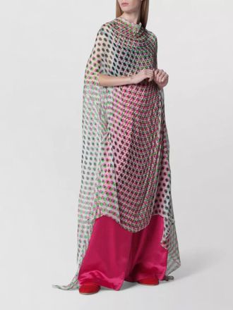 Dries Van Noten dress draped neckline sheer overlay embellishments