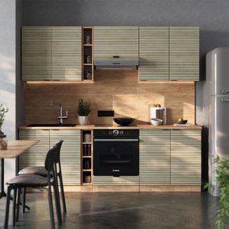 Vicco Mueble De Cocina Fame-line, Panel De Roble/roble Goldkraft, 235 Cm, Et Antracita