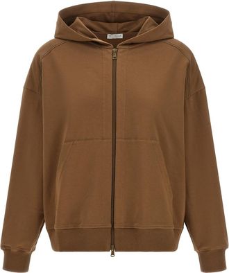 Brunello Cucinelli Brown Solid Hood Sweatshirt