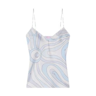 Pucci Top de tirantes finos con cuello en V - Tops - Mujer - Azul - L