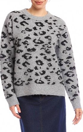 Karen Kane Metallic Wool Blend Crewneck Sweater In Gray Leopard