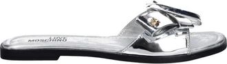 Love Moschino Slippers met strikdetail en metallic finish - Dames - Sandalen - Grijs - 37 EU - Leer - Schoenen