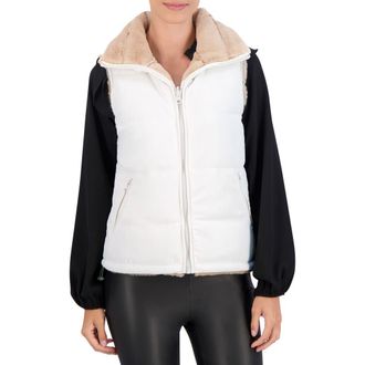 Ookie & Lala Water Resistant Reversible Faux Fur Puffer Vest in Ivory at Nordstrom Rack, Size X-Large