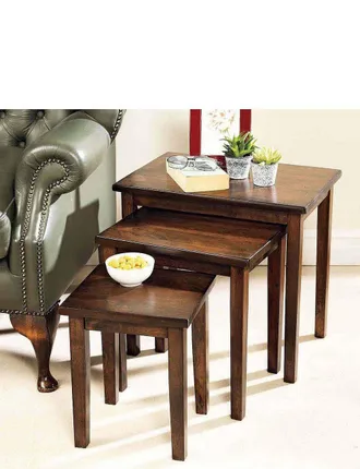 Julian Bowen Nest of 3 Tables - Light & Large in Dark Brown