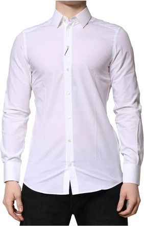 Dolce & Gabbana Witte Martini Lange Mouwen Jurk Shirt - Heren - Zakelijke Overhemden - Wit - S - Katoen - Overhemden