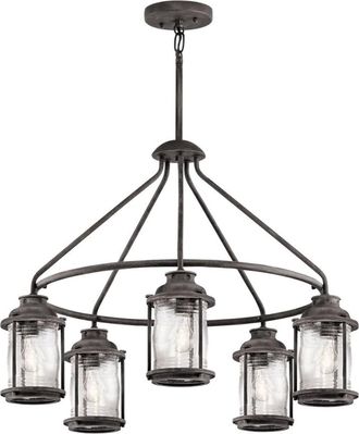 Elstead Lighting L&aacute;mpara suspendida de exterior en zinc antiguo, di&aacute;metro 66 cm