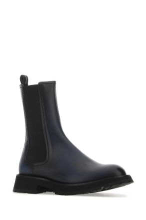 Alexander McQueen Mens Two-Tone Leather Ankle Boots 1160 Stivali