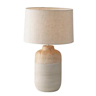 Luce-Ambiente-Design Table lamp Woody in ceramic with ivory fabric lampshade 49 cm