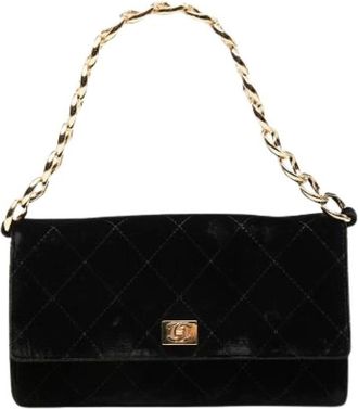 Chanel Pre-owned Velvet Schoudertas - Dames - Vintage Schoudertas - Zwart - ONE Size - Vintage